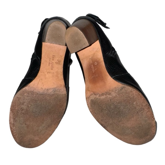 Kate Spade Lanise Black Leather Zip Ankle Bootie Heel with Back Bow - Picture 7 of 7